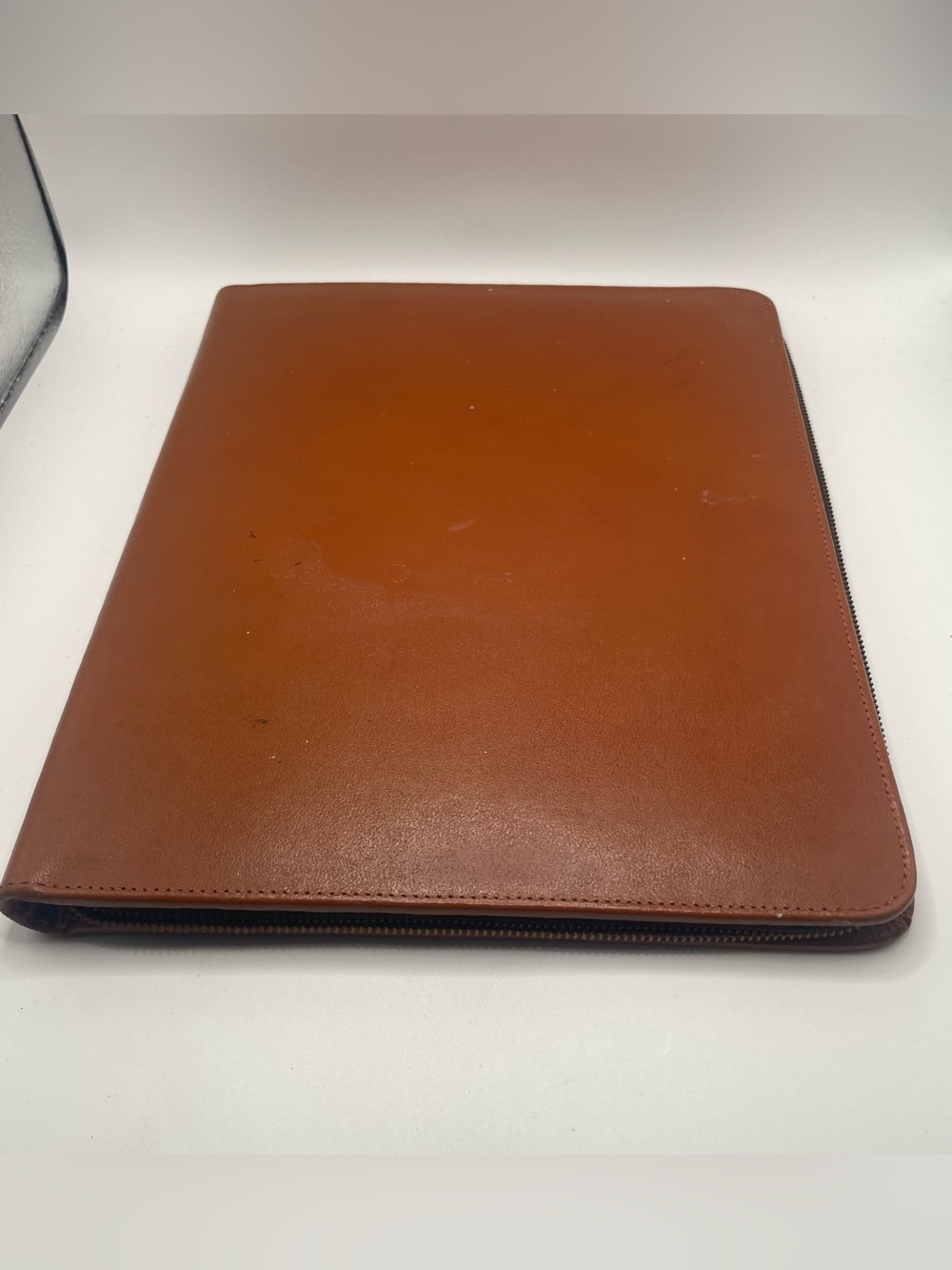 Premium Brown Leather Tablet Folio Case with Zipper